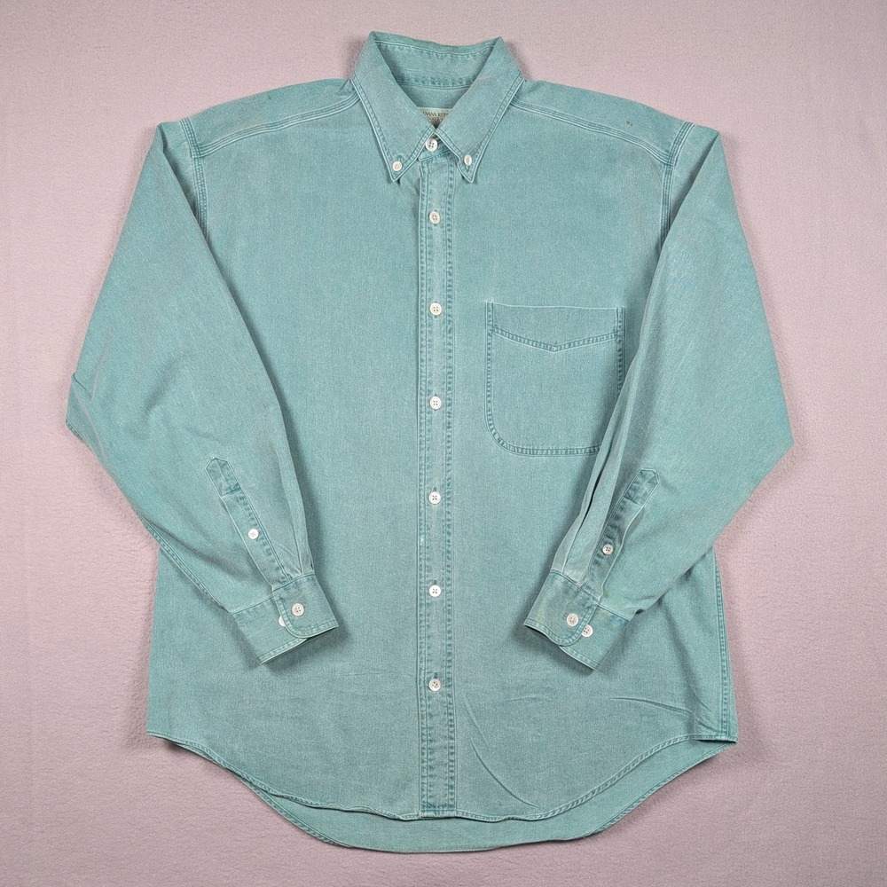 Vintage Banana Republic Safari & Travel Shirt Mens XL Green Button Twill 70s 80s